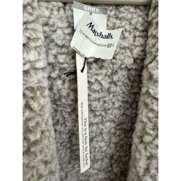 NWT Love Tree Soft Sherpa Faux Fur Vest Jacket Hooded Soft Comfort White&Gray M - Picture 9 of 12